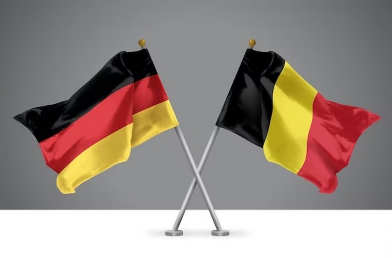 Флажки Германии и Бельгии. Иллюстративное фото